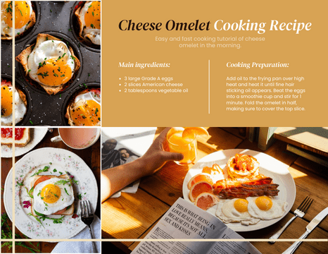 Recipe Card template: Cheese Omelet Cooking Recipe Card (Created by Visual Paradigm Online's Recipe Card maker)