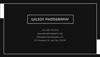 Business Card template: Minimal Black And White Photography Business Card  (Created by Visual Paradigm Online's Business Card maker)