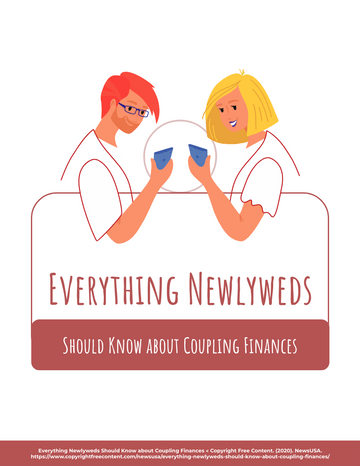 小册子 模板。Everything Newlyweds Should Know about Coupling Finances (由 Visual Paradigm Online 的小册子软件制作)