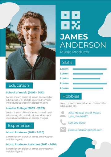 Resumes template: Blue Resume 2 (Created by Visual Paradigm Online's Resumes maker)