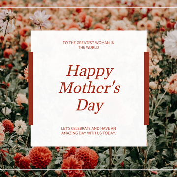 Editable instagramposts template:Red Flowers Background Mother's Day Instagram Post