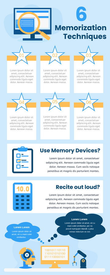 Infographic template: 6 Memorization Techniques Infographic (Created by Visual Paradigm Online's Infographic maker)