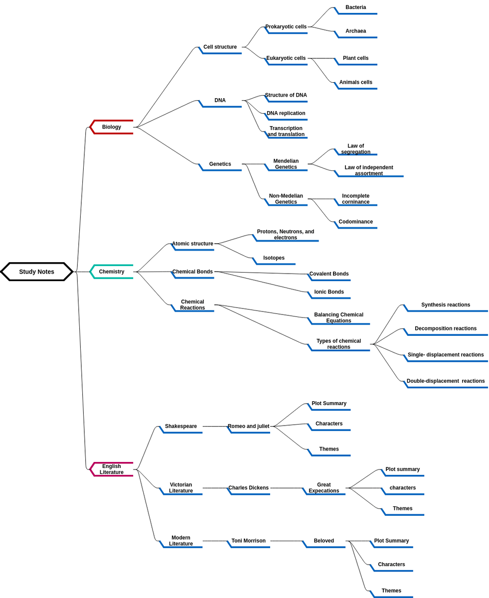 Mind map for study notes (diagrams.templates.qualified-name.mind-map-diagram Example)