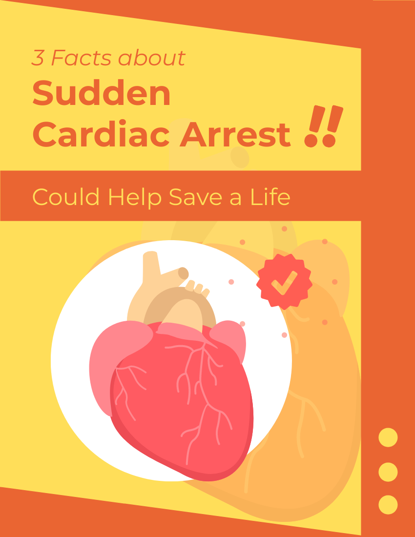 小册子 模板。3 Facts about Sudden Cardiac Arrest Could Help Save a Life (由 Visual Paradigm Online 的小册子软件制作)