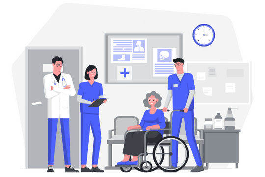 医疗保健插图 模板。Hospital Illustration (由 Visual Paradigm Online 的医疗保健插图软件制作)