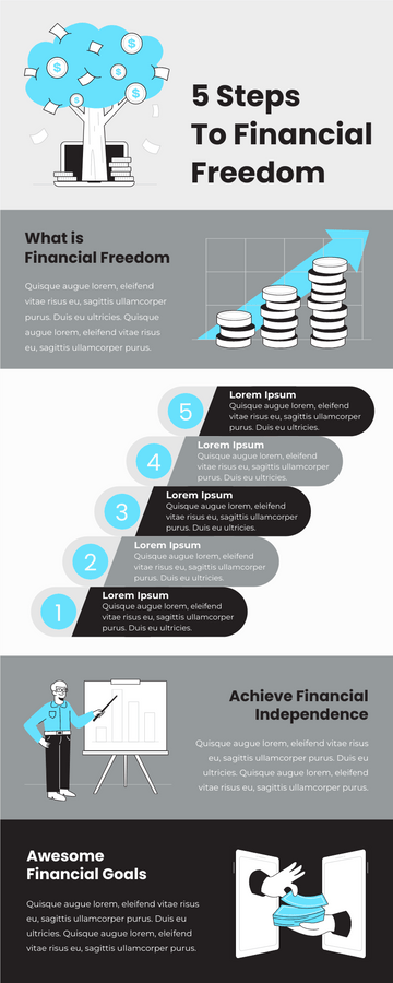 Infographic template: 5 Steps To Financial Freedom Infographic (Created by Visual Paradigm Online's Infographic maker)