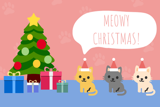 Editable greetingcards template:Cat Christmas Card