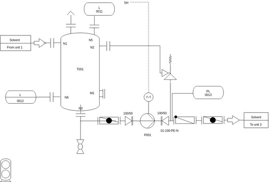 Piping & Instrumentation Diagram template: Pump with Storage Tank (Created by Visual Paradigm Online's Piping & Instrumentation Diagram maker)