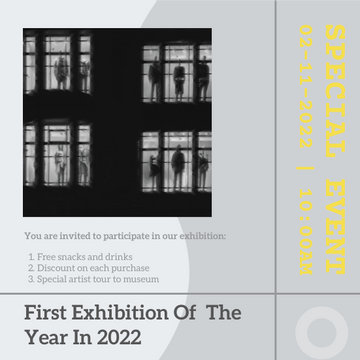 Invitation template: Illuminating Exhibition Opening Invitation (Created by Visual Paradigm Online's Invitation maker)