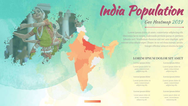 Geo Heatmap template: India Population Geo Heatmap 2019 (Created by InfoART's  marker)