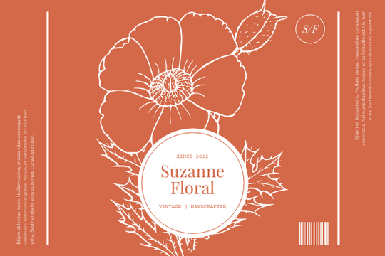 Editable labels template:Minimal Flowers Silhouette Handcrafts Label 