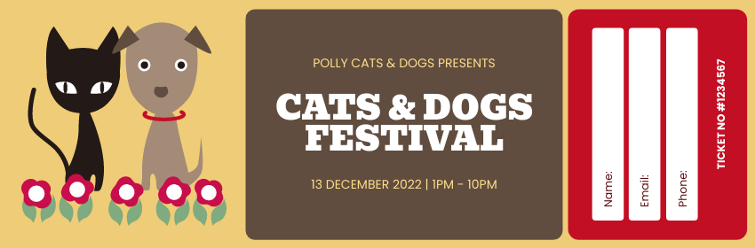 Ticket template: Cats And Dogs Festival Ticket (Created by Visual Paradigm Online's Ticket maker)