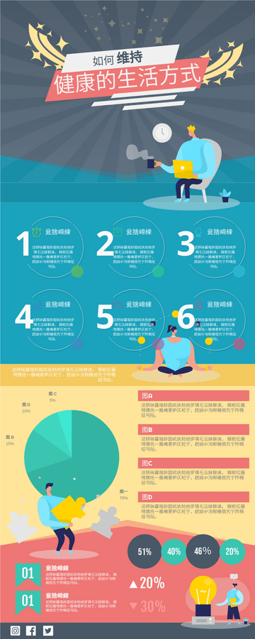 Editable infographics template:如何保持健康的生活方式