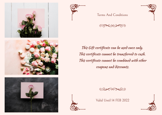 Gift Card template: Pink Floral Photos Happy Valentines Day Gift Card (Created by Visual Paradigm Online's Gift Card maker)