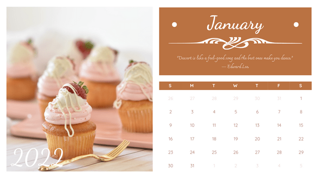 Calendar template: Dessert Calendar 2022 (Created by InfoART's  marker)