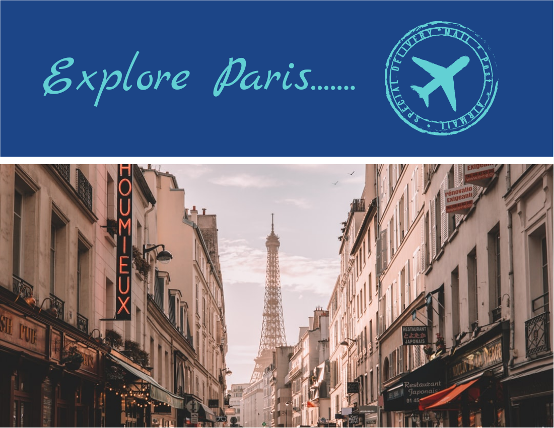 旅行照相簿 模板。Travel To Paris Photo Book (由 Visual Paradigm Online 的旅行照相簿软件制作)