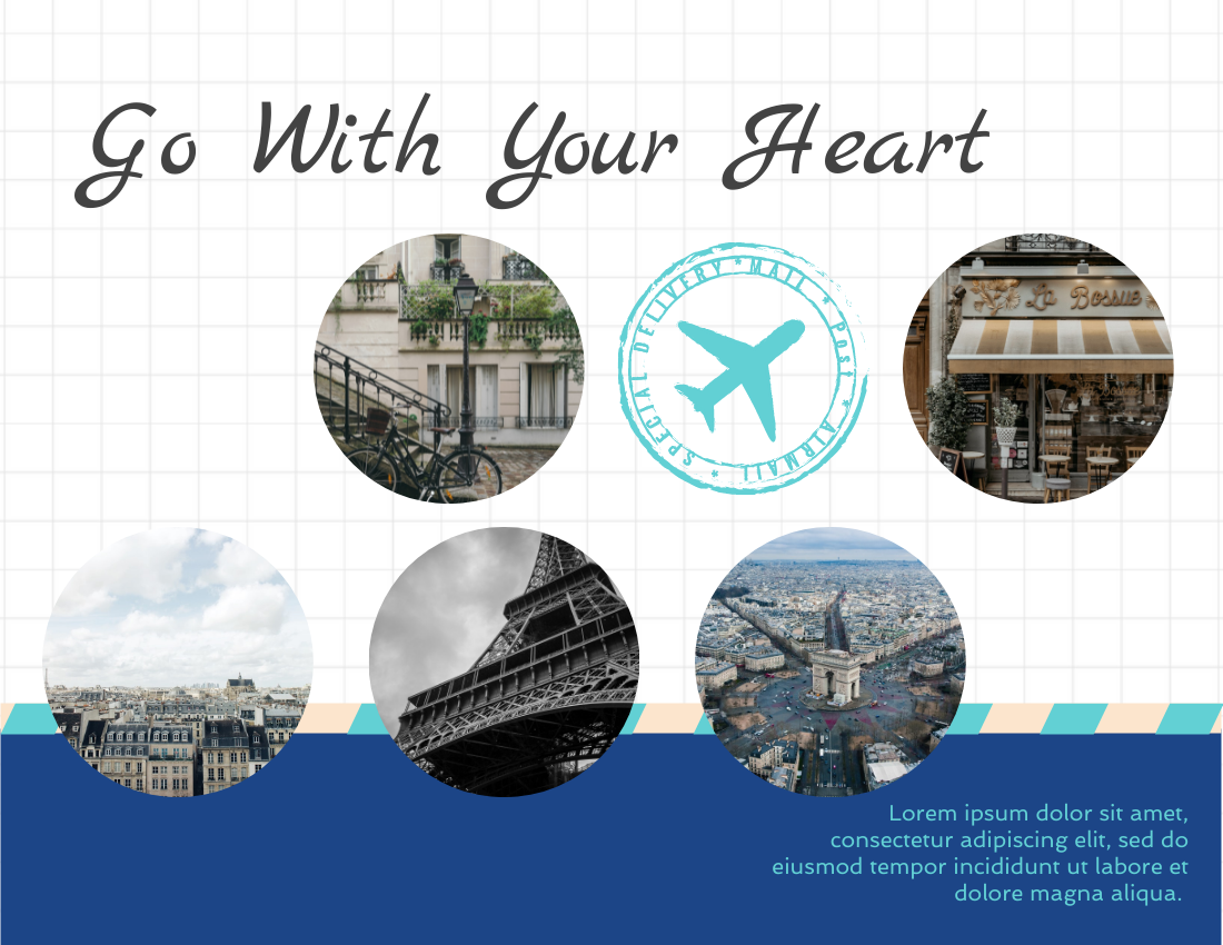 旅行照相簿 模板。 Travel To Paris Photo Book (由 Visual Paradigm Online 的旅行照相簿軟件製作)