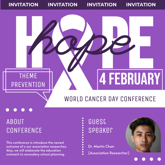 Invitation template: World Cancer Day Researches Invitation (Created by InfoART's Invitation maker)