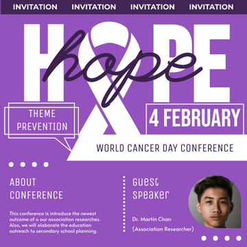 Editable invitations template:World Cancer Day Researches Invitation