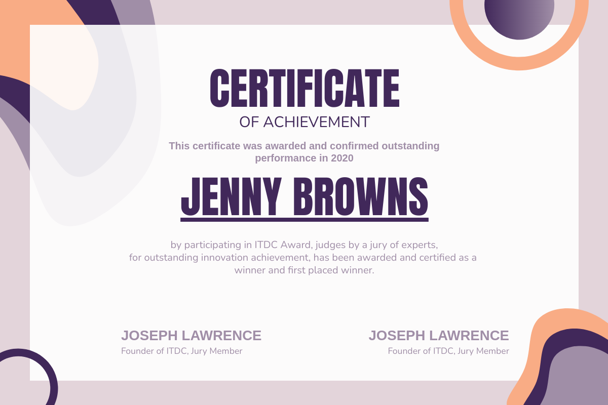 Certificate template: Bossanova Achievement Certificate (Created by Visual Paradigm Online's Certificate maker)