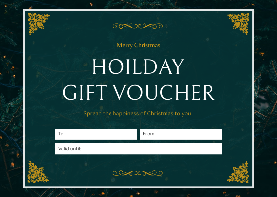 Gift Card template: Green And Gold Christmas Celebration Gift Card (Created by Visual Paradigm Online's Gift Card maker)