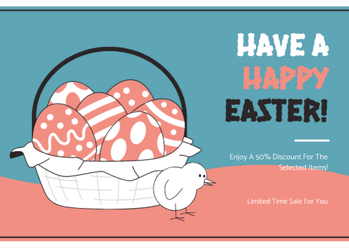 Editable giftcards template:Pink And Blue Easter Egg Sale Gift Card