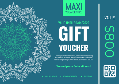 Gift Cards template: Yoga Class Voucher Gift Card (Created by Visual Paradigm Online's Gift Cards maker)