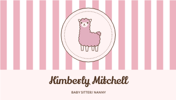 Baby Pink Alpaca Cute Illustration Business Card