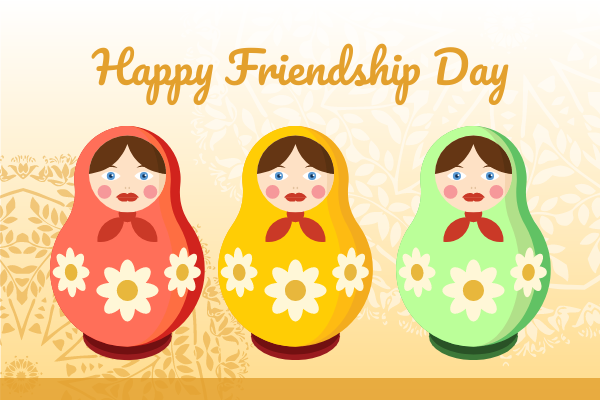 Happy Friendship Day Greeting Card with Russian Dolls