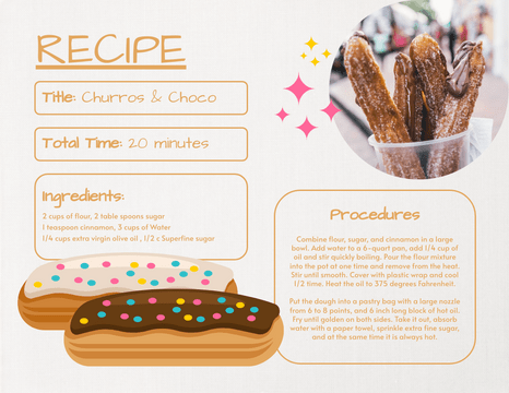 Recipe Cards template: Churros Making Recipe Card (Created by InfoART's Recipe Cards marker)