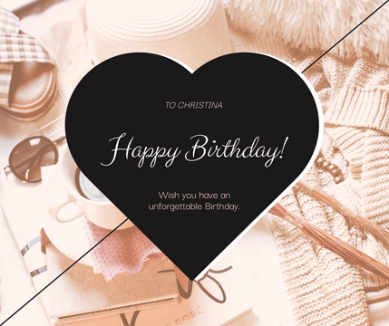 Editable facebookposts template:Black Heart With Photo Birthday Facebook Post