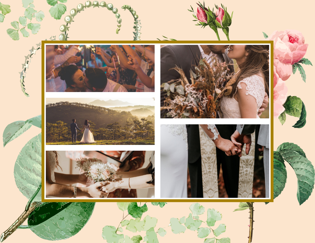 婚礼照相簿 模板。Roses Wedding Photo Book (由 Visual Paradigm Online 的婚礼照相簿软件制作)