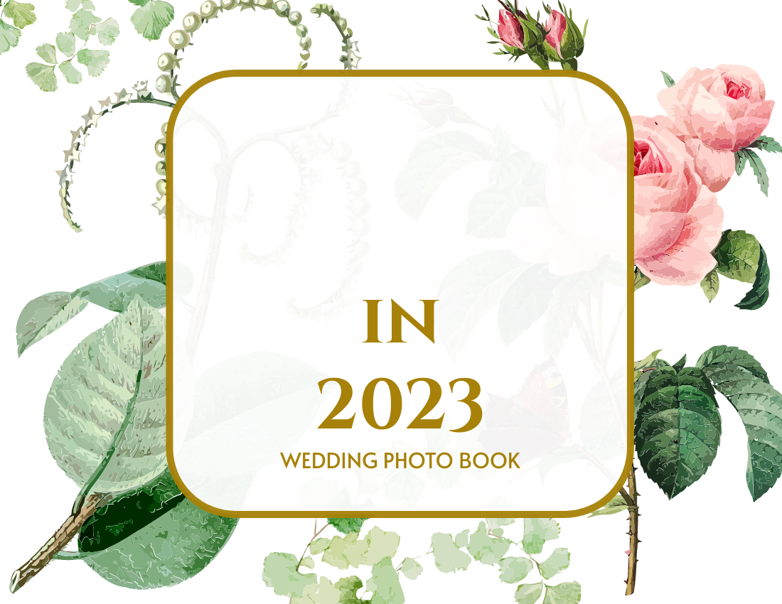 婚禮照相簿 模板。 Roses Wedding Photo Book (由 Visual Paradigm Online 的婚禮照相簿軟件製作)