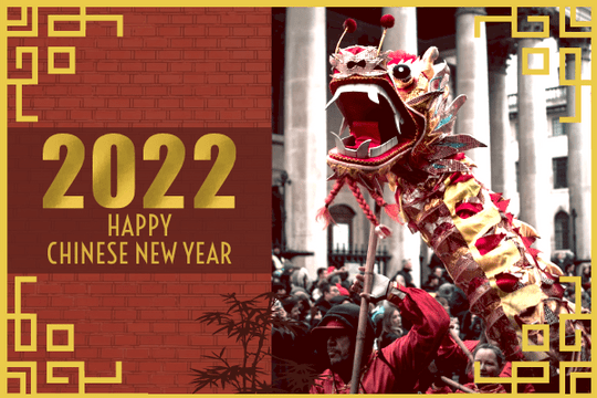Greeting Card template: 2022 Happy Chinese New Year Greeting Card With Photo (Created by Visual Paradigm Online's Greeting Card maker)
