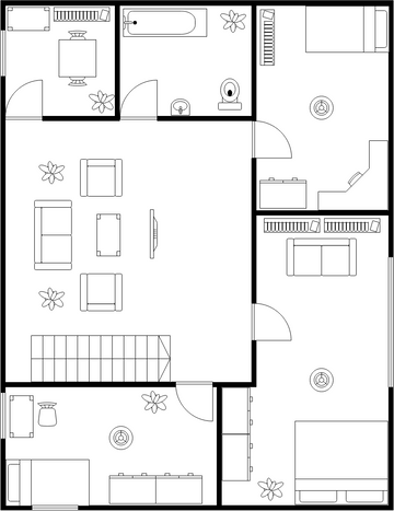 平面图 模板。简单的房子二楼平面图 (由 Visual Paradigm Online 的平面图软件制作)