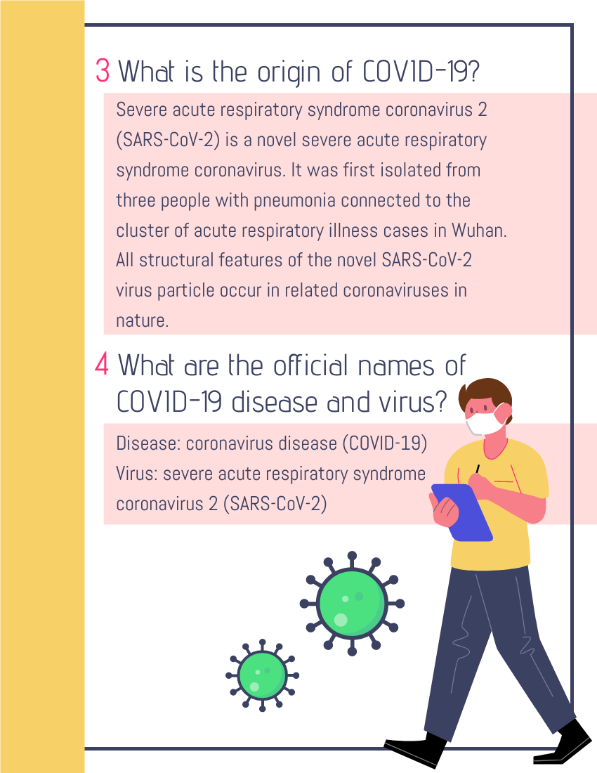 小册子 模板。Coronaviruses ​Public Information Booklet (由 Visual Paradigm Online 的小册子软件制作)