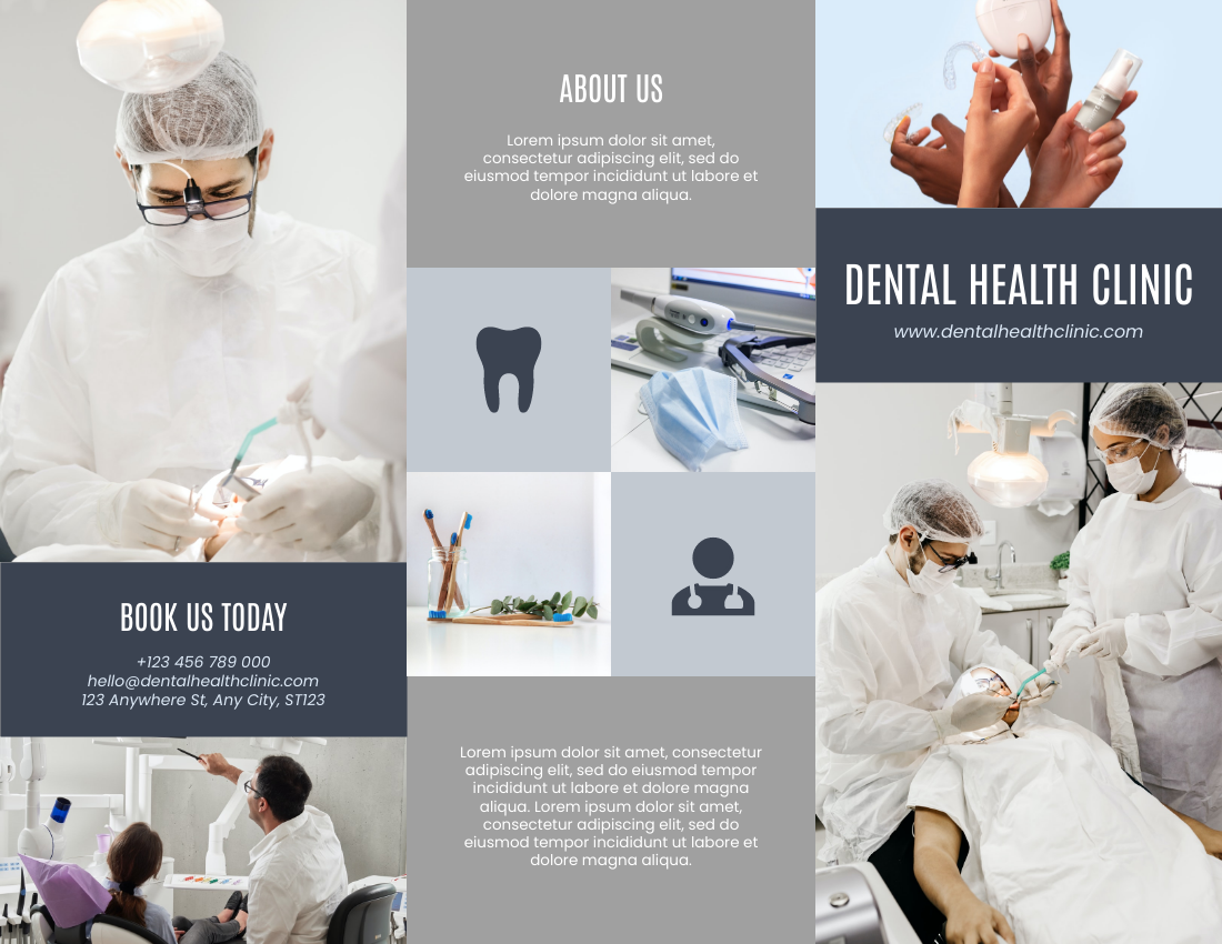 Brochure template: Dental Health Clinic Brochure (Created by Visual Paradigm Online's Brochure maker)