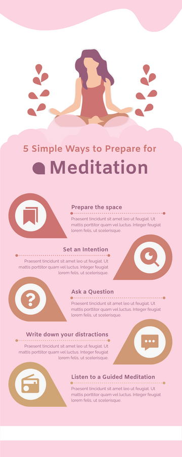 Editable infographics template:5 Simple Ways to Prepare for  Meditation Infographic