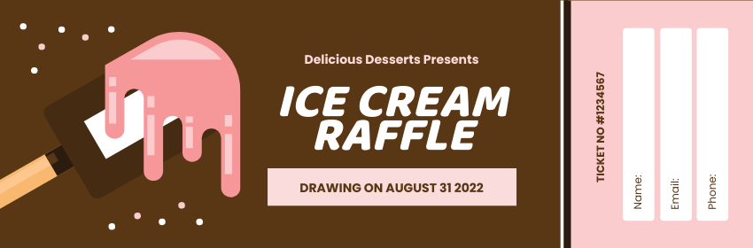Ticket template: Ice Cream Raffle Ticket (Created by Visual Paradigm Online's Ticket maker)