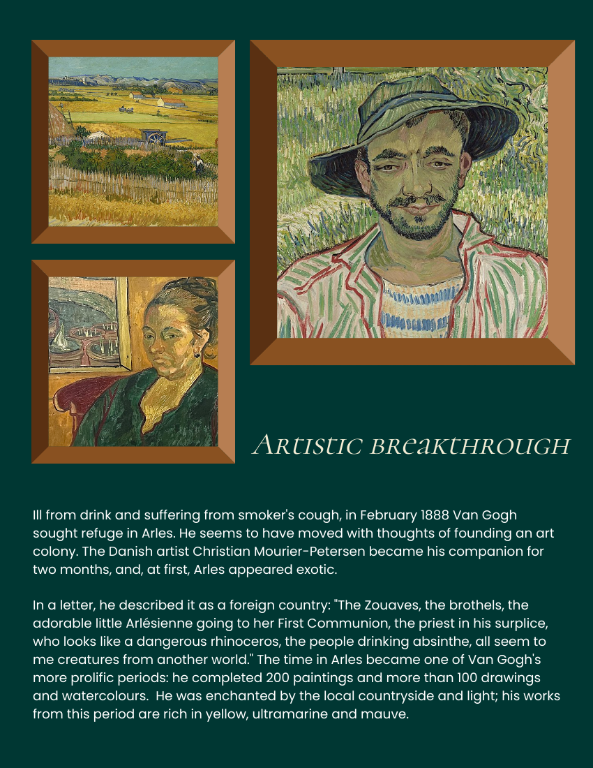 Biography template: Vincent Willem van Gogh Biography (Created by Visual Paradigm Online's Biography maker)