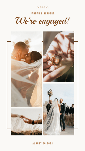 Editable instagramstories template:We're Engaged Wedding Instagram Story