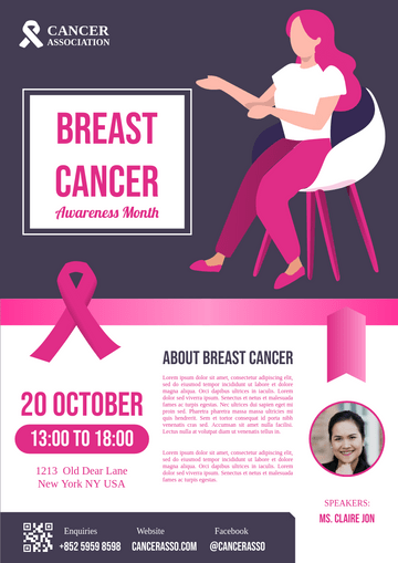 Flyer template: Breast Cancer Lecture Flyer (Created by Visual Paradigm Online's Flyer maker)