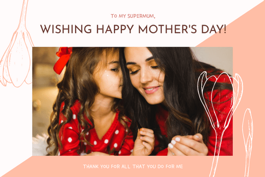 Editable greetingcards template:Pink Mother Photo Mother's Day Greeting Card