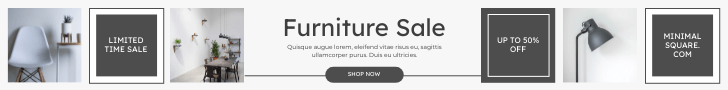 Editable bannerads template:Minimal Squares Furniture Sale Banner Ad
