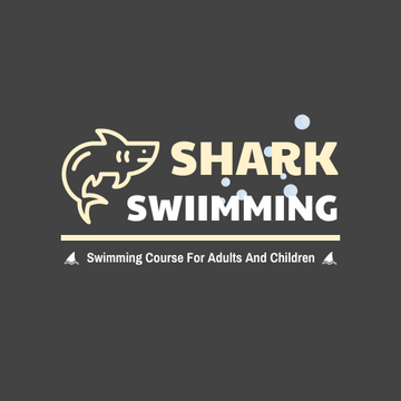 Swimming Course Logo Designed With Cartoon Illustration Of Shark