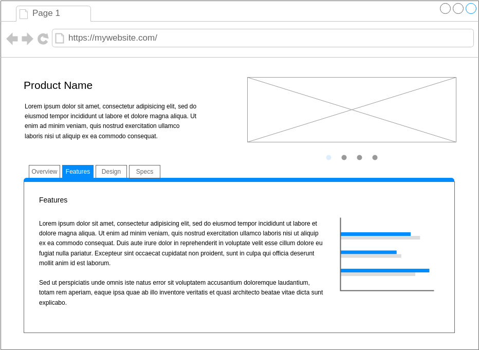 Mockups Wireframe template: Product Page (Created by Diagrams's Mockups Wireframe maker)