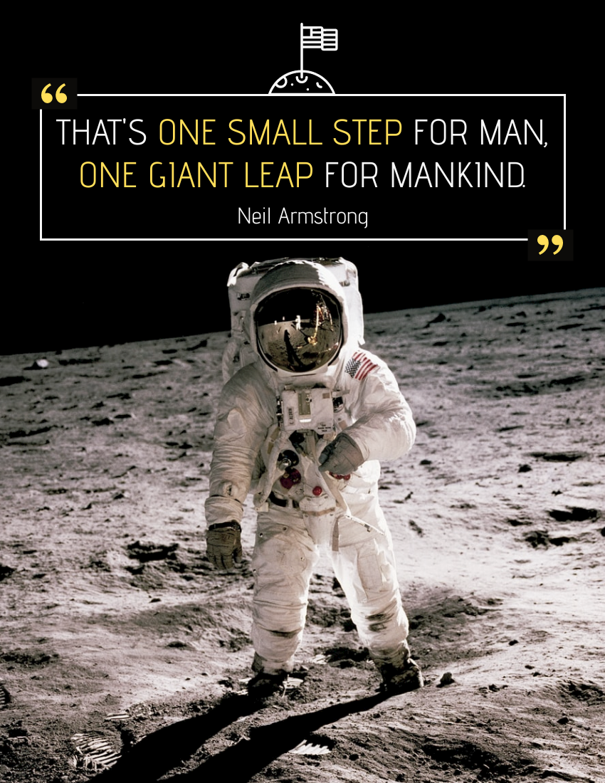 Quote template: That's one small step for man, one giant leap for mankind. - Neil Armstrong (Created by Visual Paradigm Online's Quote maker)