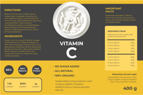 Vitamin Supplement Product Label