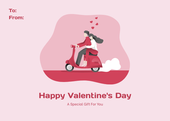 Pink Happy Valentine's Day Illustration Gift Card