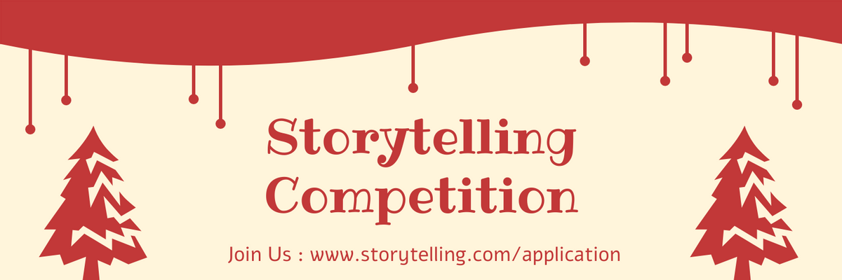 Red And Yellow Storytelling Competition Twitter Header With Decorations